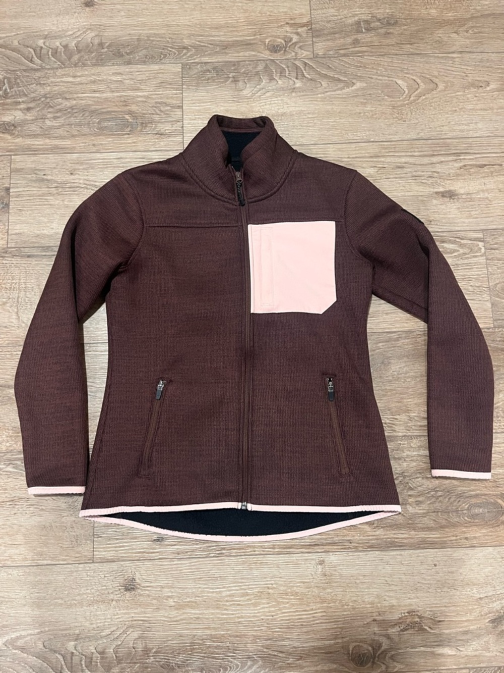 Ascend Burgundy and Black Heathered Full Zip Jacket